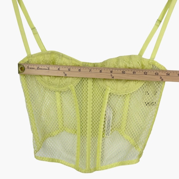 UO Out From Under Modern Love Overdrive Fishnet Mesh Neon Green Corset - Picture 5 of 7